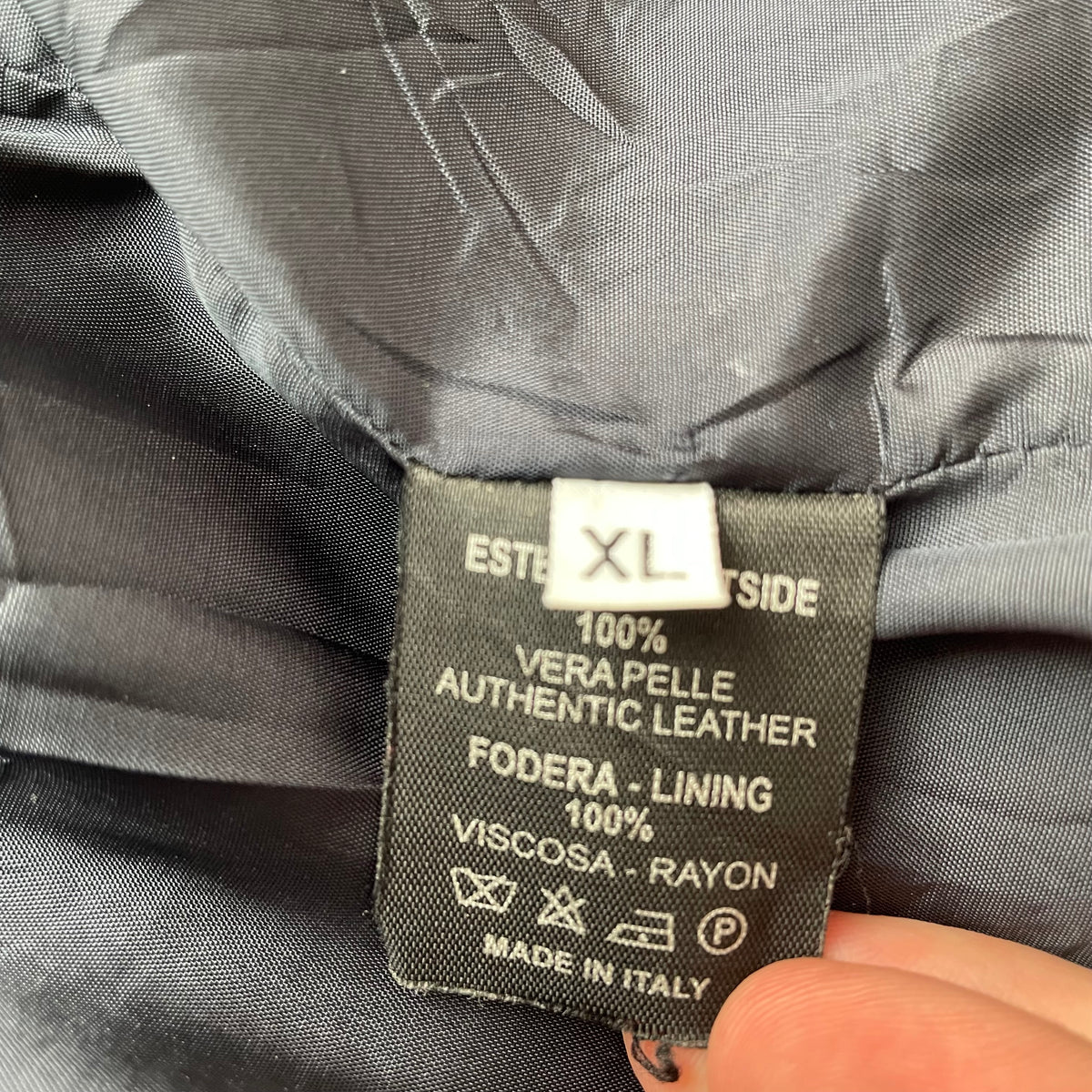 (XL) Vintage Mercedes Benz Lederjacke Mantel faded blau