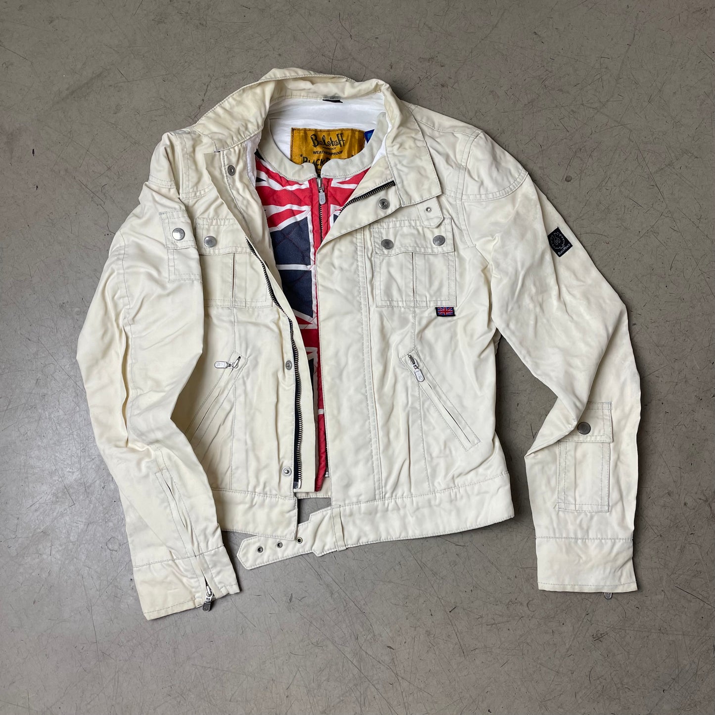 (M) Vintage Belstaff Black Prince Jacke beige Creme sz 42