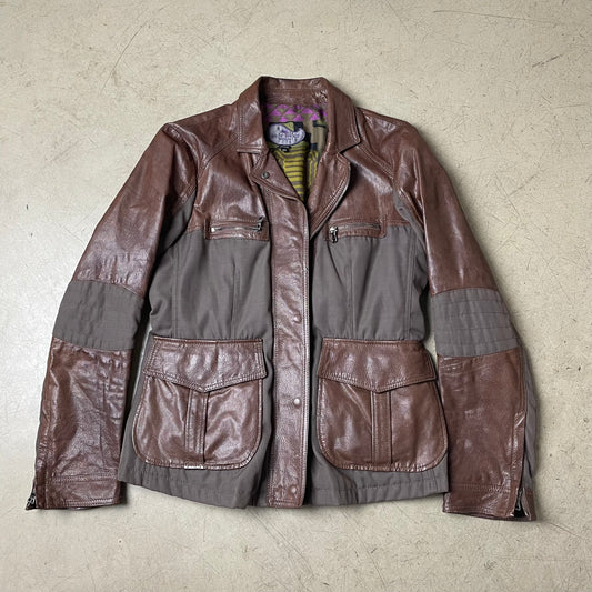 (M-L) Wmn Etro Lederjacke Canvas braun 46