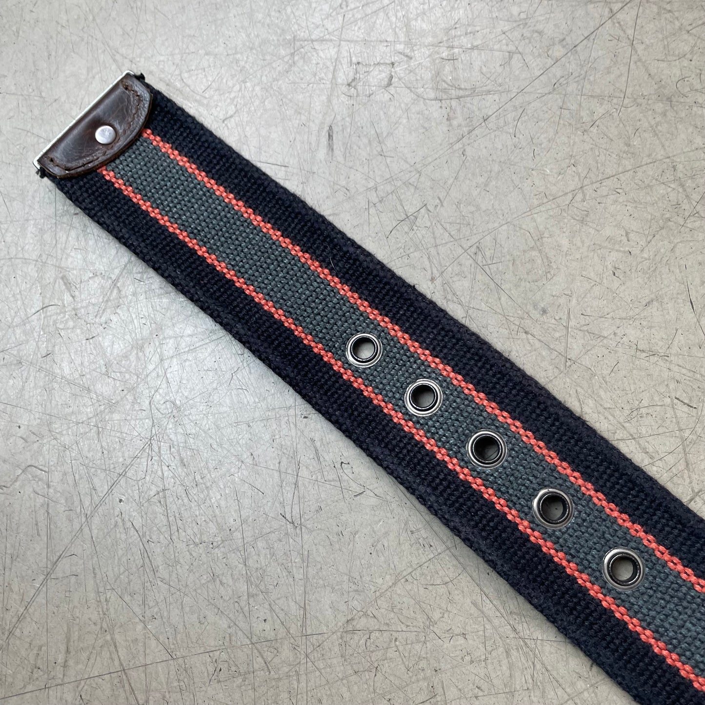 2000s Diesel Big Buckle Gürtel schwarz grau 106cm