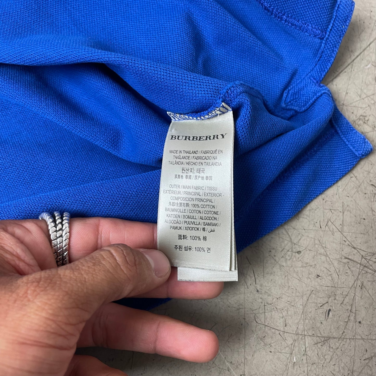(XL) Burberry Polo Tshirt blau Logo Stick