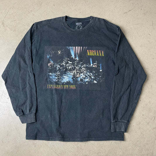 (M) 2021 Nirvana Band Shirt Langarm Longsleeve faded Black