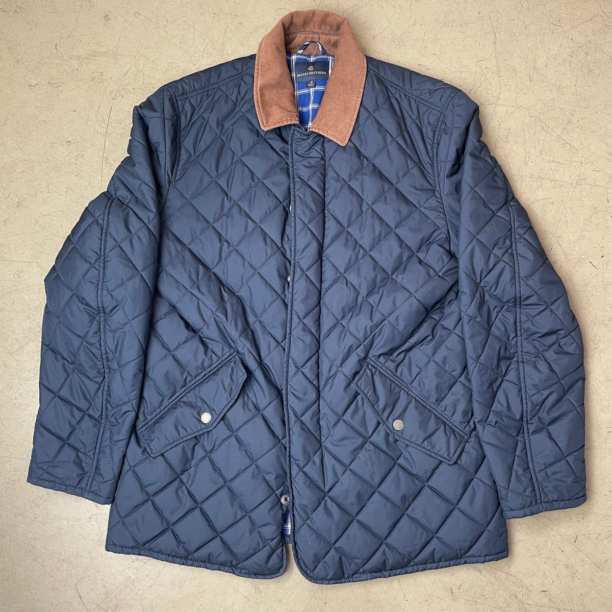 (M) Brooks Brothers Steppjacke Navy dunkelblau Kordkragen