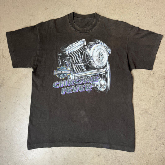 (XXL) 1990s Single Stitch Harley Davidson T-Shirt Faded Black Bologna