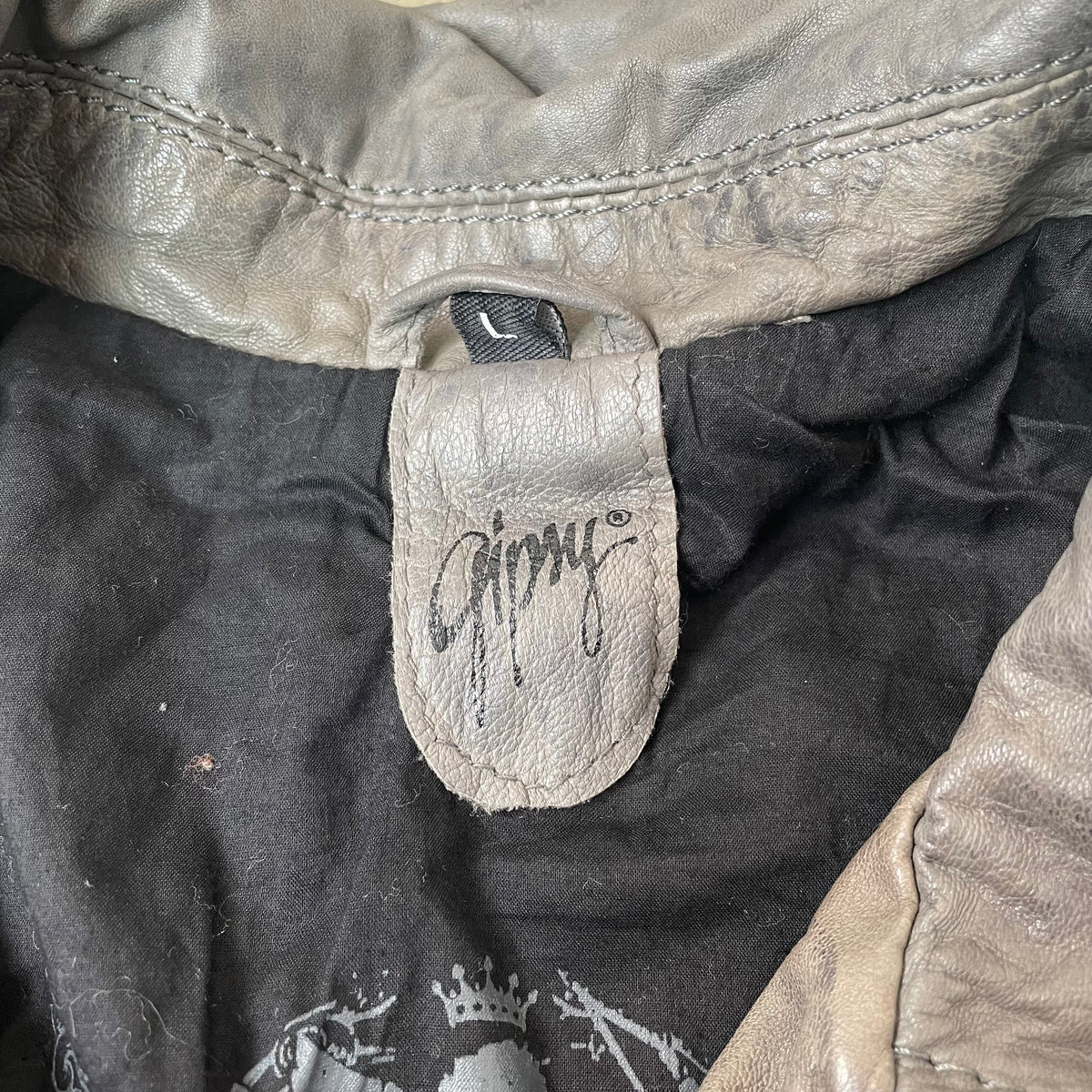 (L) Gipsy Biker Lederjacke Damen grau