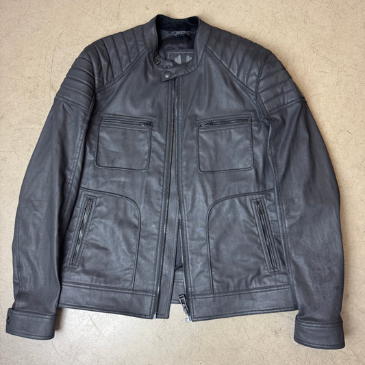 (L) Belstaff Waxed Cotton Biker Jacke schwarz UK 54
