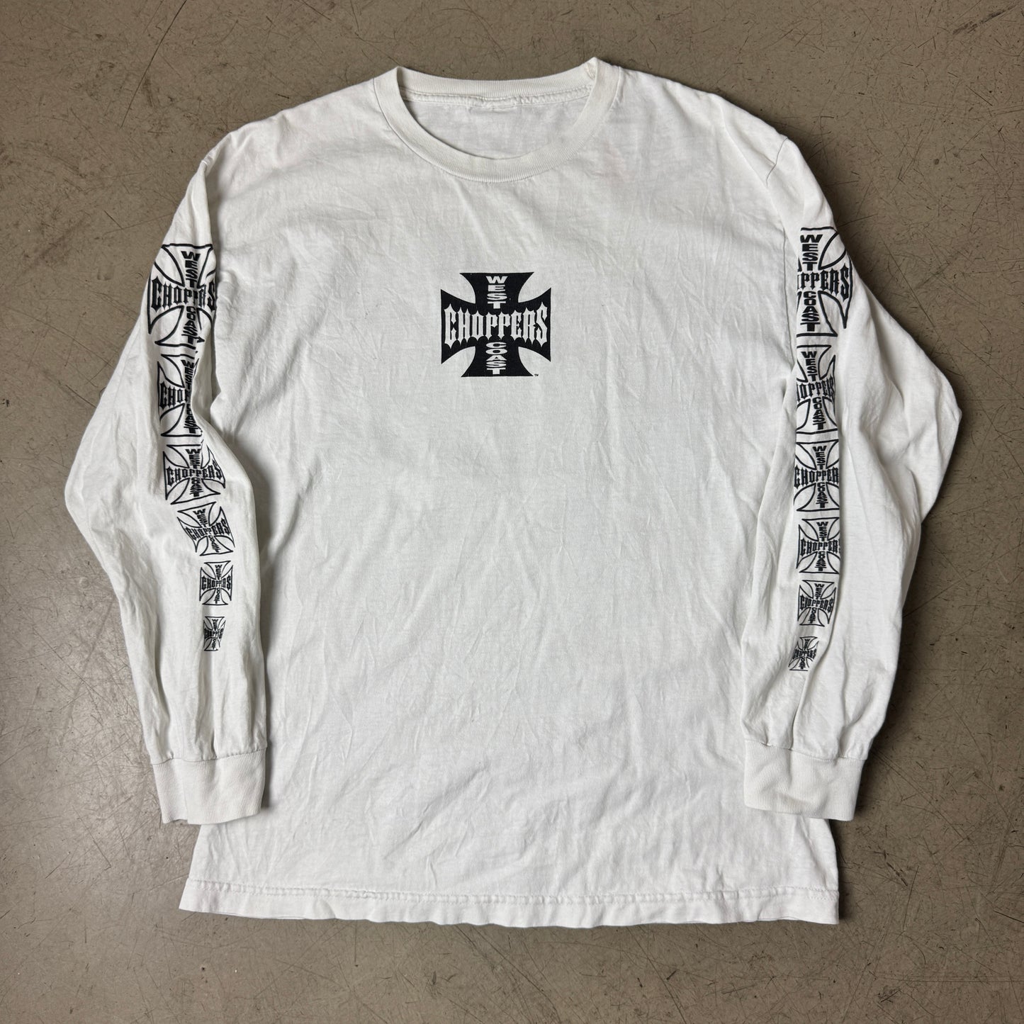 (L) Choppers Big Logo Longsleeve Shirt langarm weiß schwarz