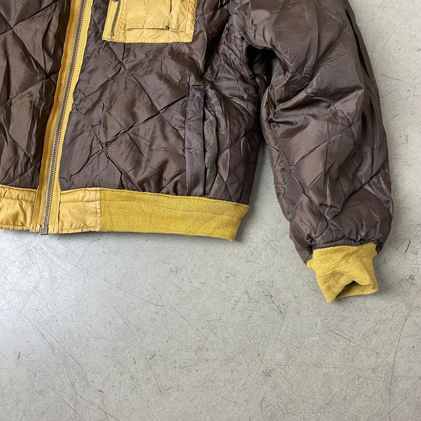 (L) Vintage Southpole Cropped Bomberjacke Wendebar braun gelb