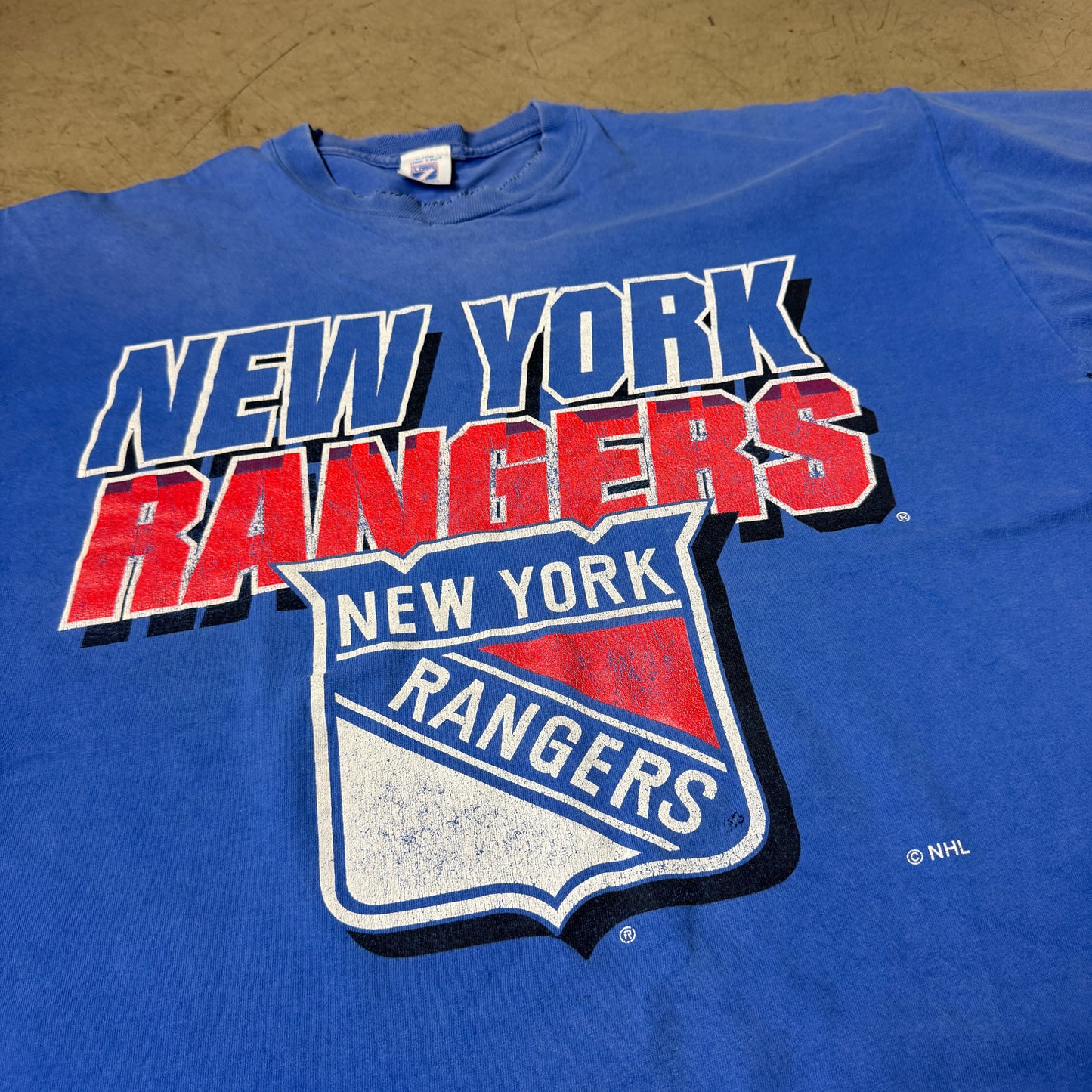 (XXL) Repaired New York Rangers Tshirt Faded Blau