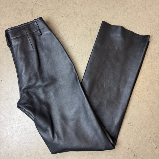 (S) WMN Biker Echtleder Bootcut Pants Schwarz EU 36