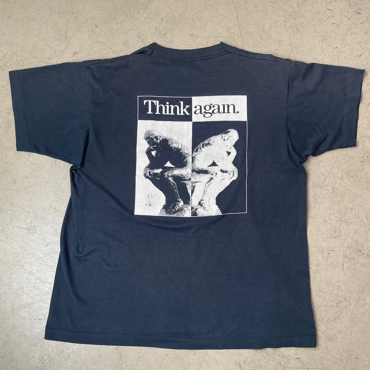 (XL) Vintage 1990s Hewlett Packard Print Tshirt Think Again schwarz Screenstars