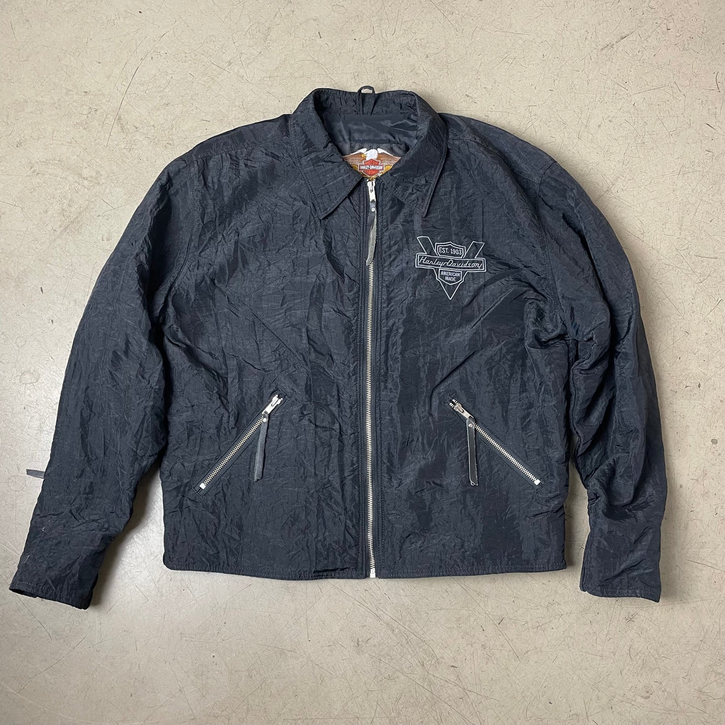 (L) Vintage Harley Davidson Harrington Jacket schwarz