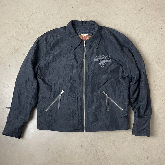 (L) Vintage Harley Davidson Harrington Jacket schwarz