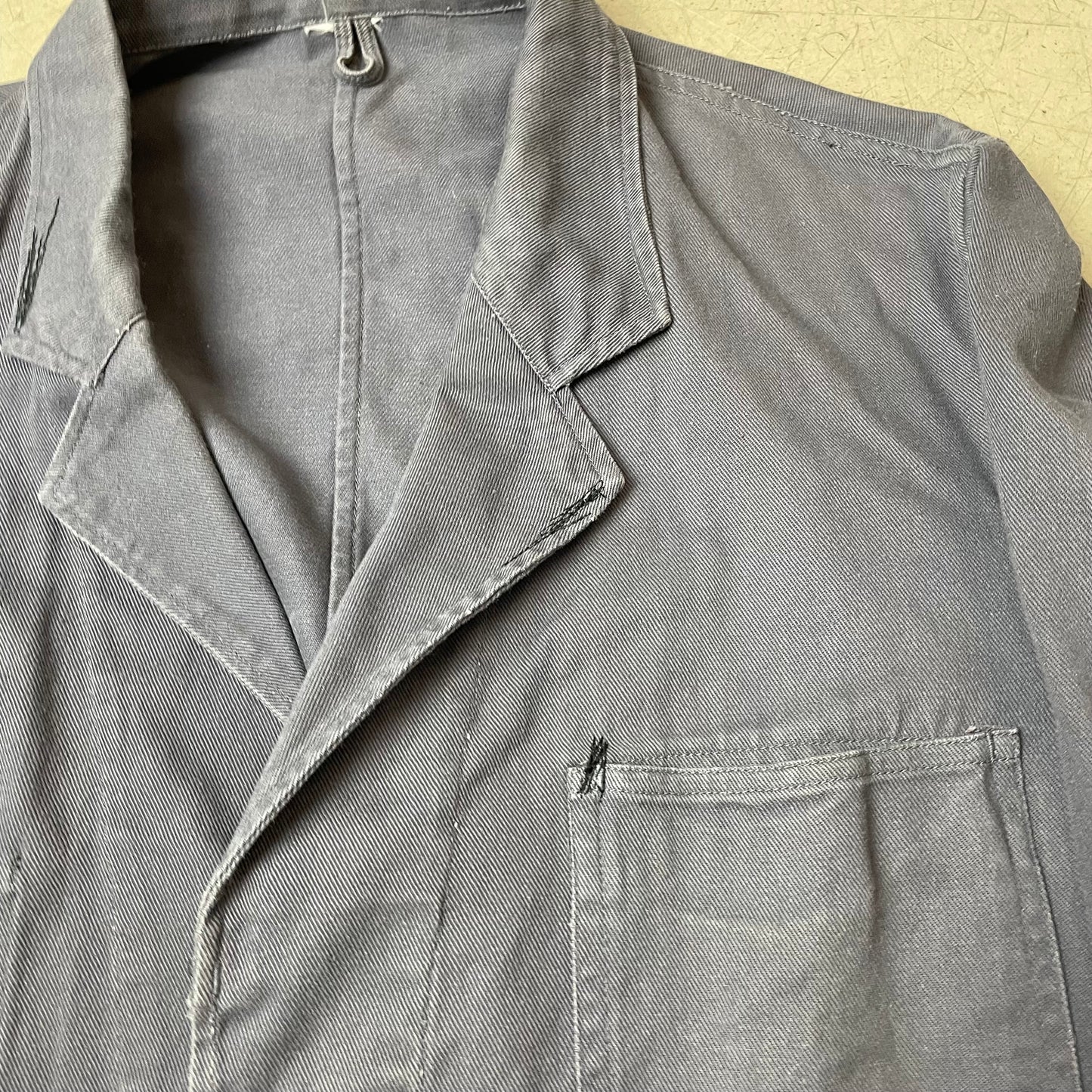 (XL) Vintage French Euro Chore Workwear Shirt Reverskragen grau