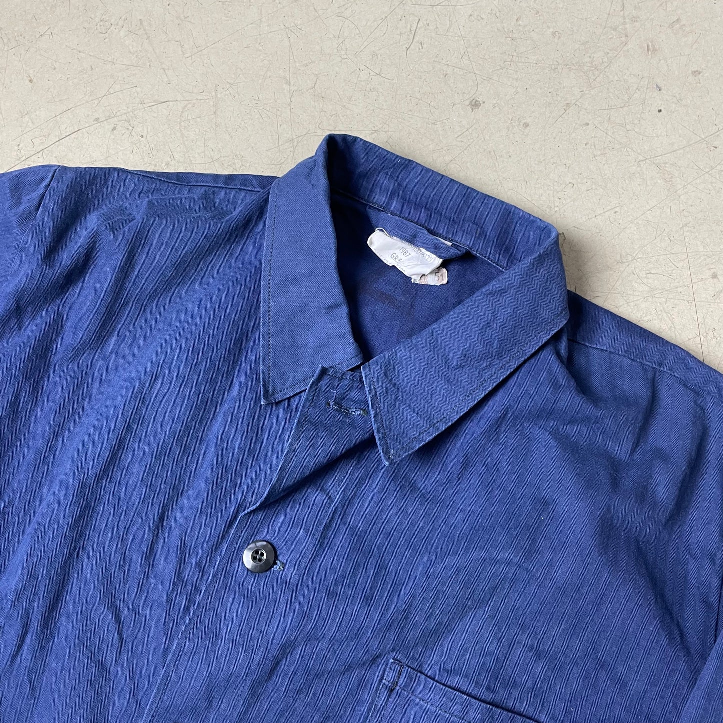 (XL) Vintage French Work Shirt Hemd blau