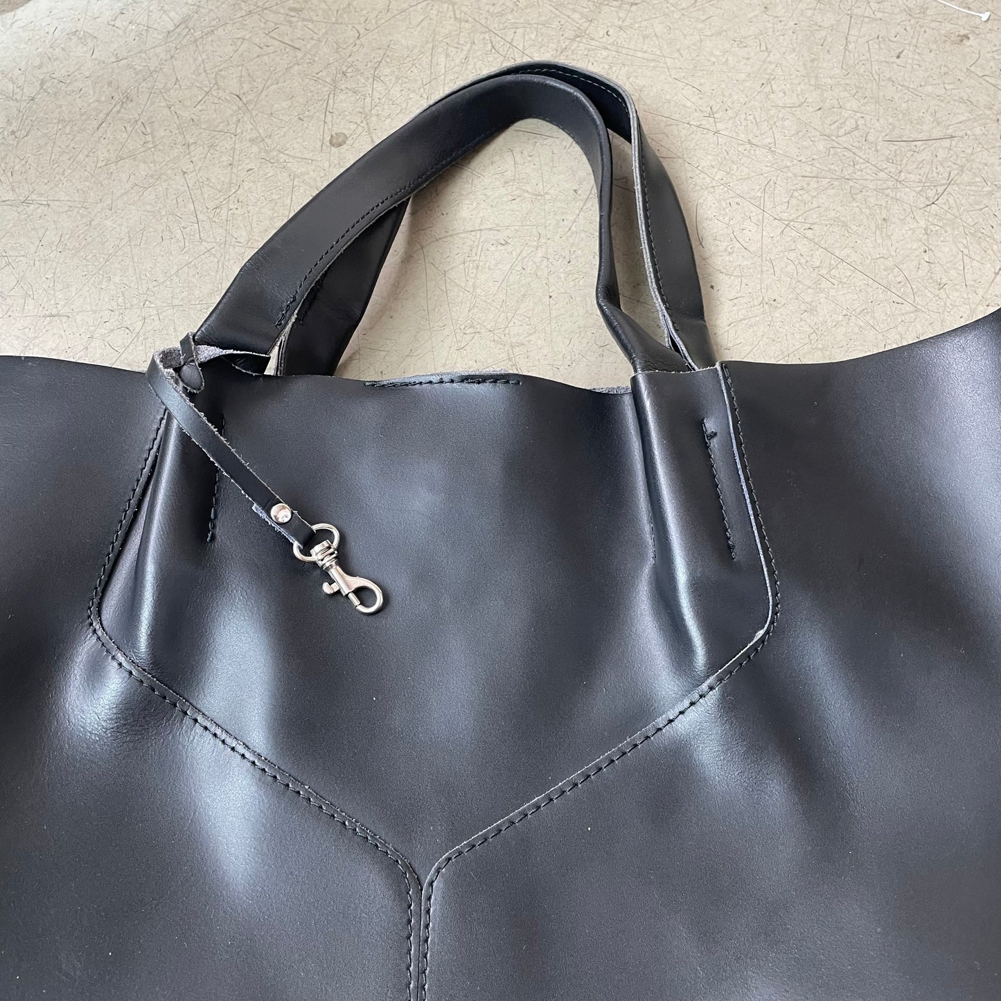 Vintage Leder Tote Bag Shopper Tasche schwarz