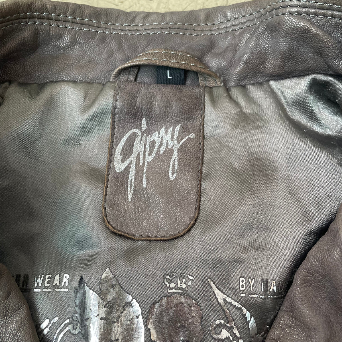 (L) Gipsy Biker Lederjacke grau Damen