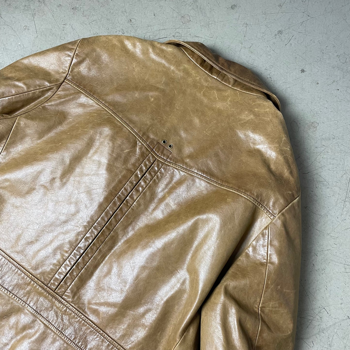 (L) Gap Leder Mantel camel braun