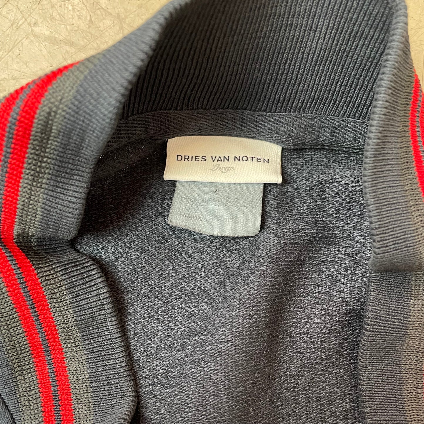 (L) Dries van Noten Sweatjacke Zipped Cardigan dunkelblau Navy rot