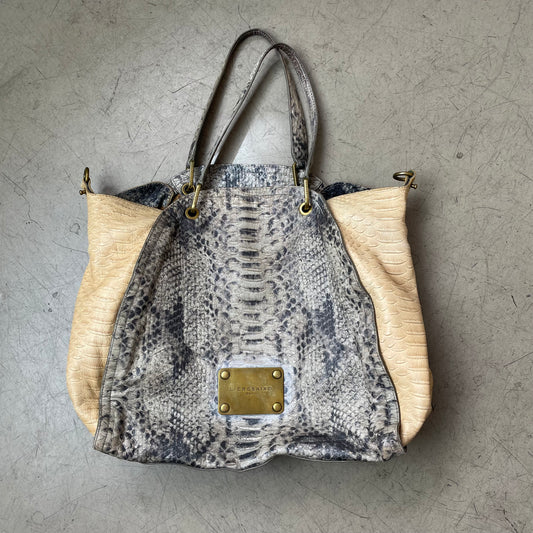 Liebeskind Berlin Leder Bag snake Style Handtasche grau beige