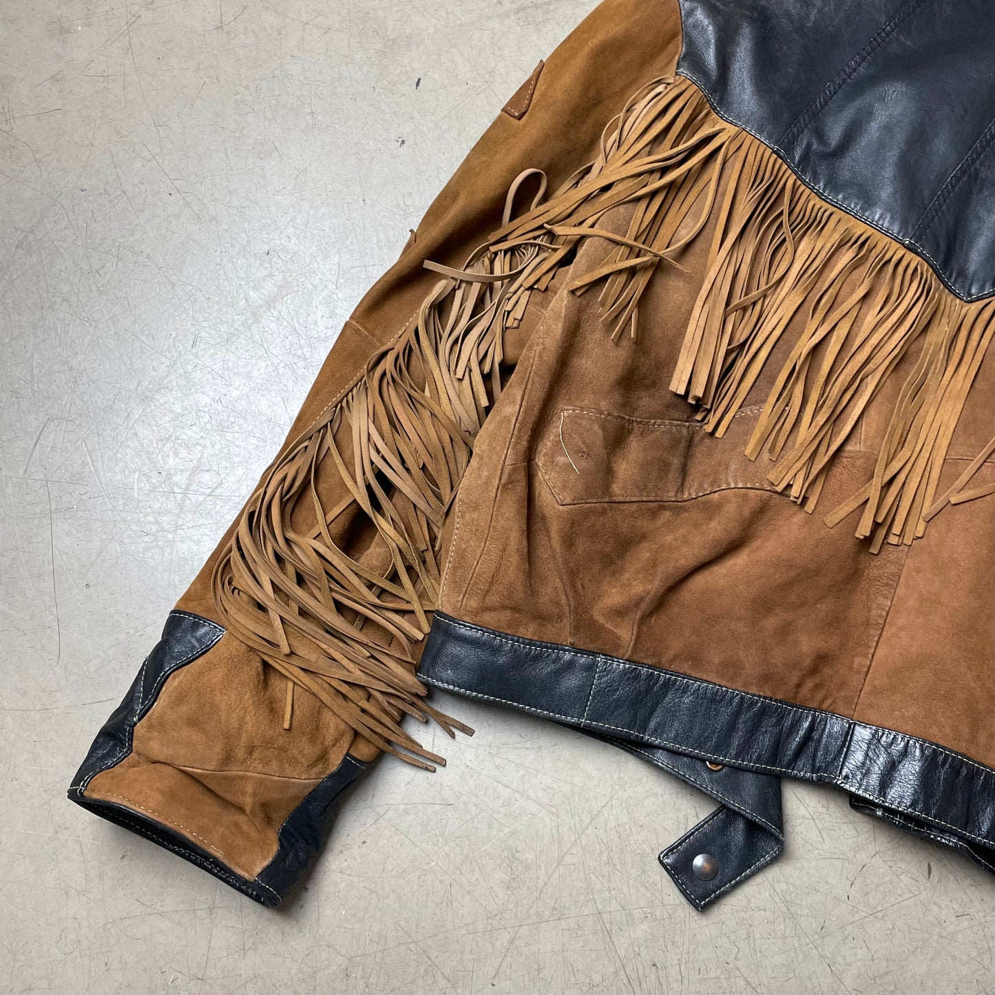 (M) Cowboy Western Wildleder Lederjacke braun schwarz