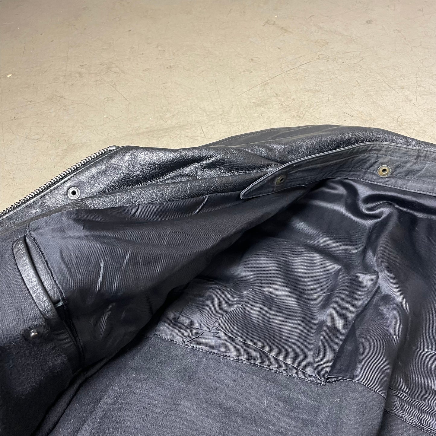 (L-XL) Vintage Striva Polizei Lederjacke schwarz 52