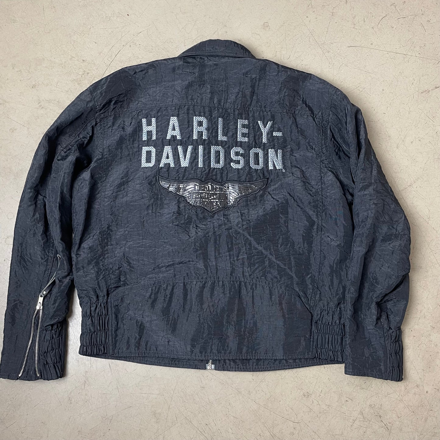 (L) Vintage Harley Davidson Harrington Jacket schwarz