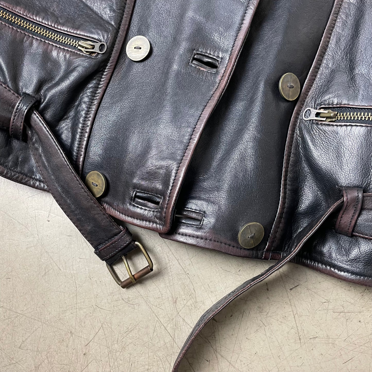 (S) Biker Wmn Lederjacke faded schwarz braun
