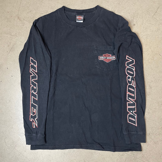 (L) 2012 Harley Davidson Longsleeve schwarz Eagle Flames Pocono