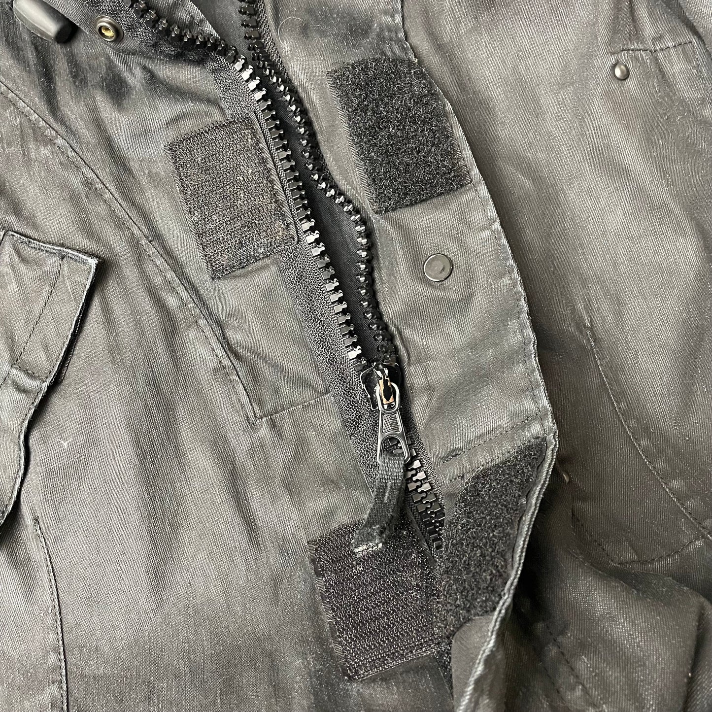 (M-L) Stone Island AW 2008 Lino Tela Hooded Jacket Waxed Cotton Black