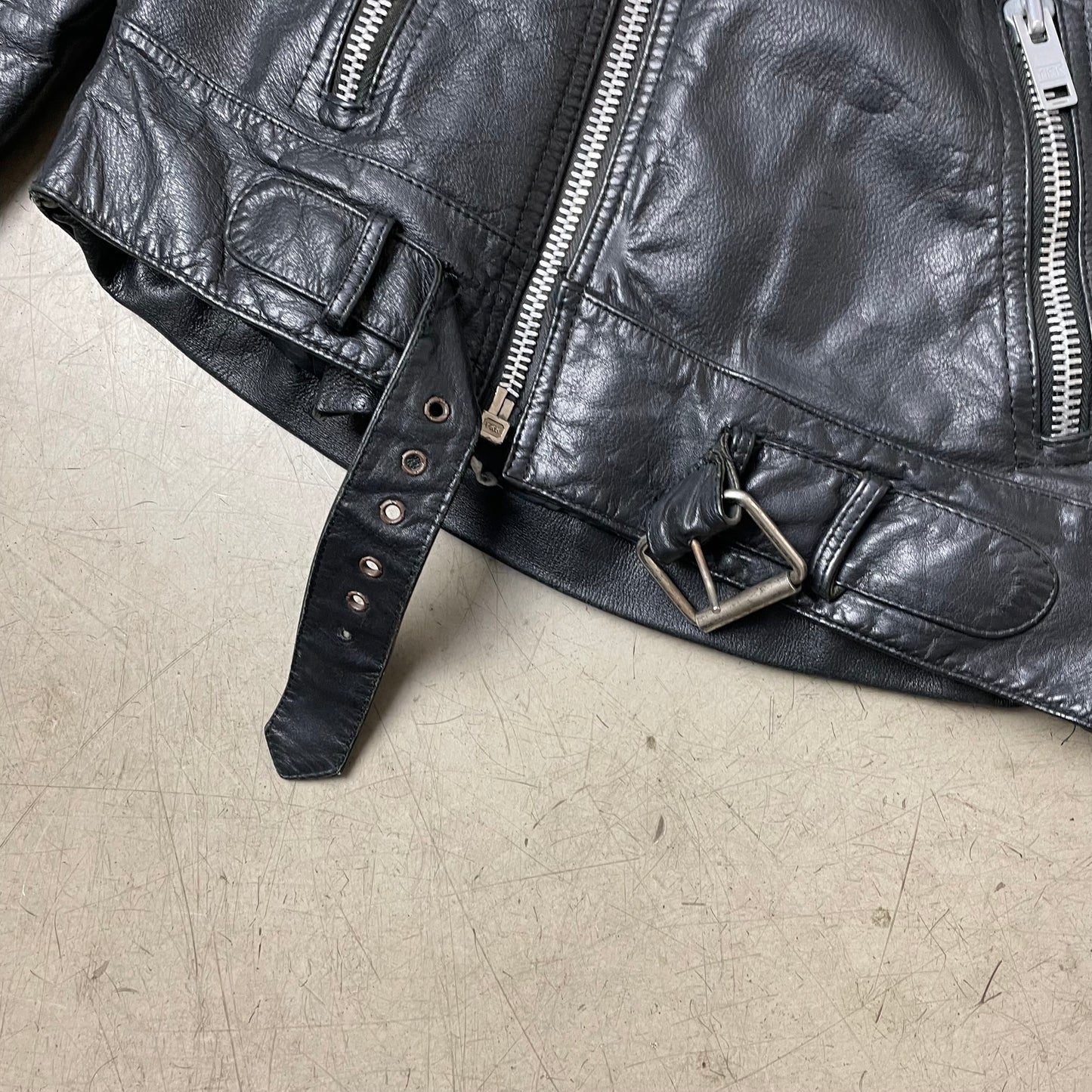 (M) Vintage Biker Lederjacke schwarz 50