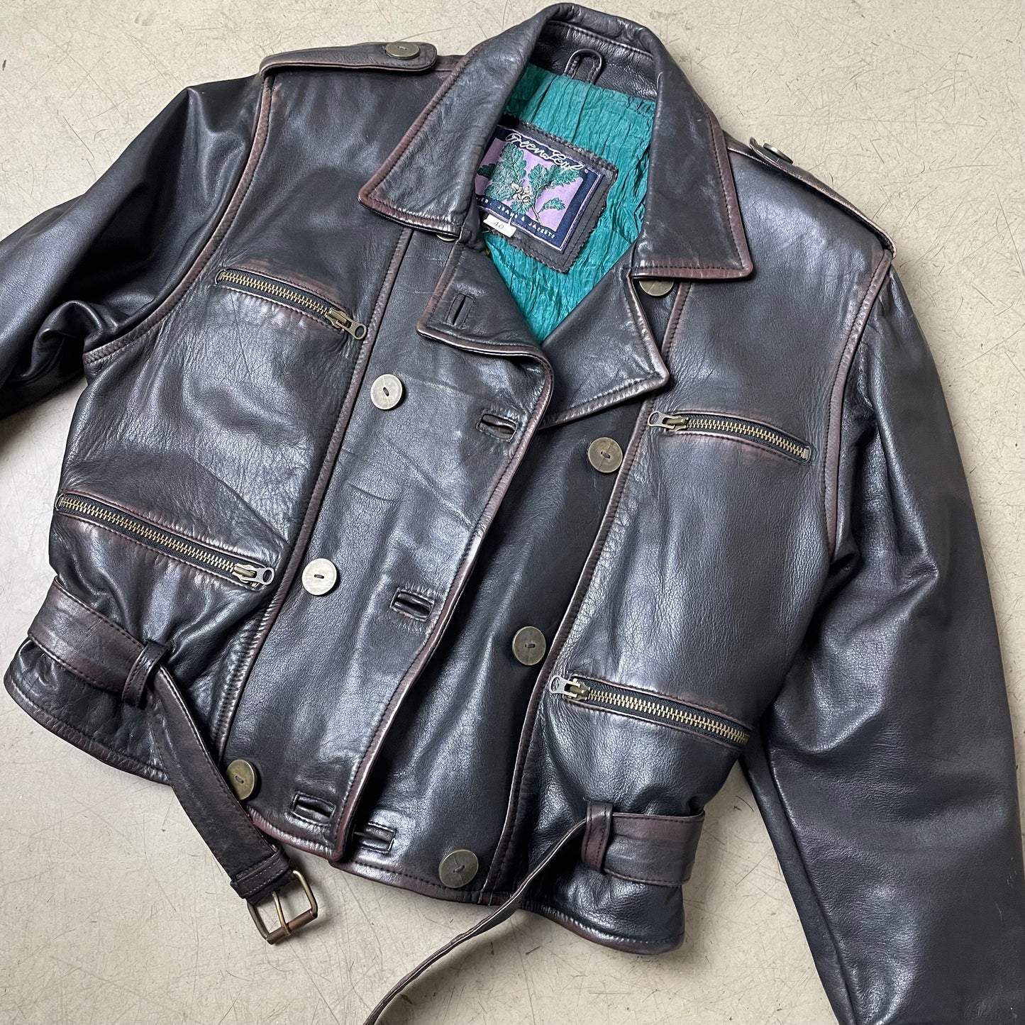 (S) Biker Wmn Lederjacke faded schwarz braun