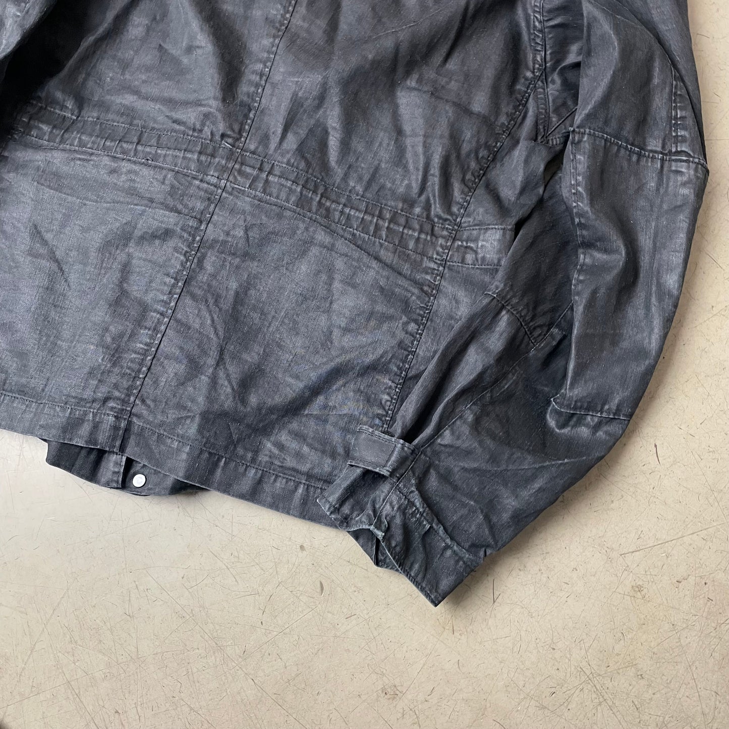 (M-L) Stone Island AW 2008 Lino Tela Hooded Jacket Waxed Cotton Black