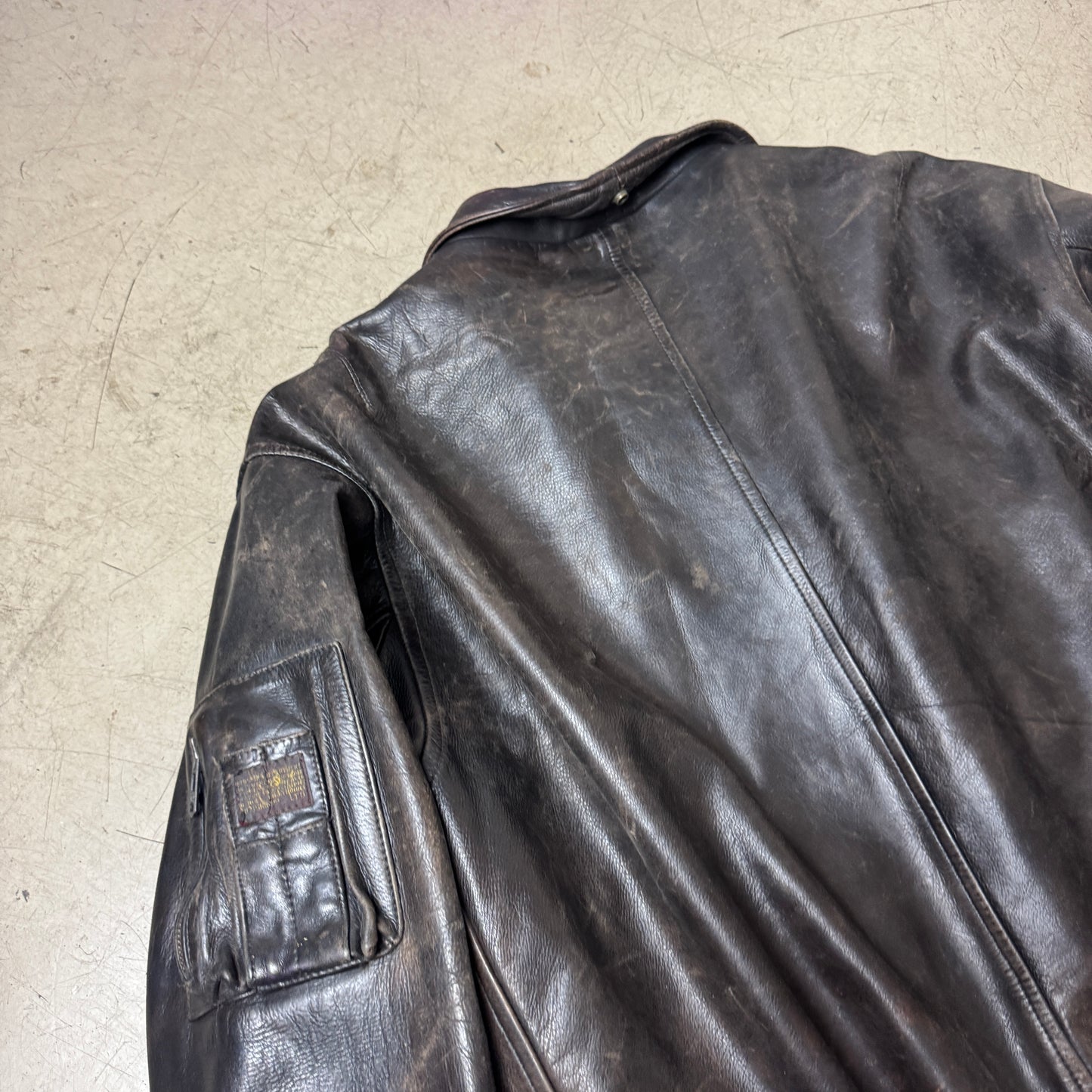 (XXL-XXXL) Rare 1990s Redskins Piloten Lederjacke