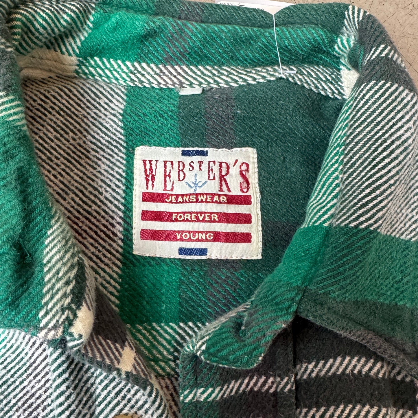 (L) Vintage Flanellhemd Webster‘s kariert weiß grün