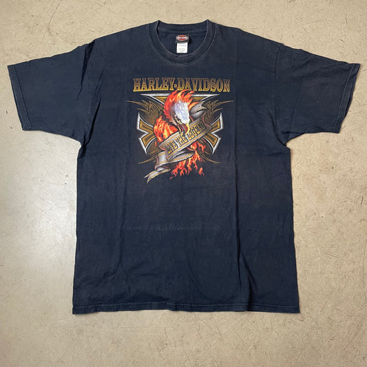 (XXL) 2006 Harley Davidson Flames Eagle Orlando Tshirt schwarz