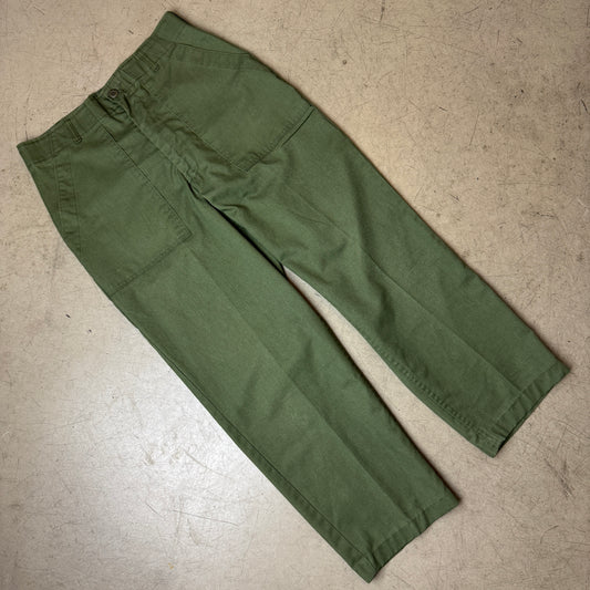 (M) Vintage Fatigue Army Pants Front Pocket Olivgrün W34/L29