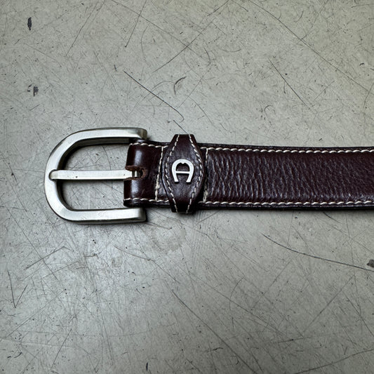 Aigner Leder Gürtel dunkelbraun 110cm