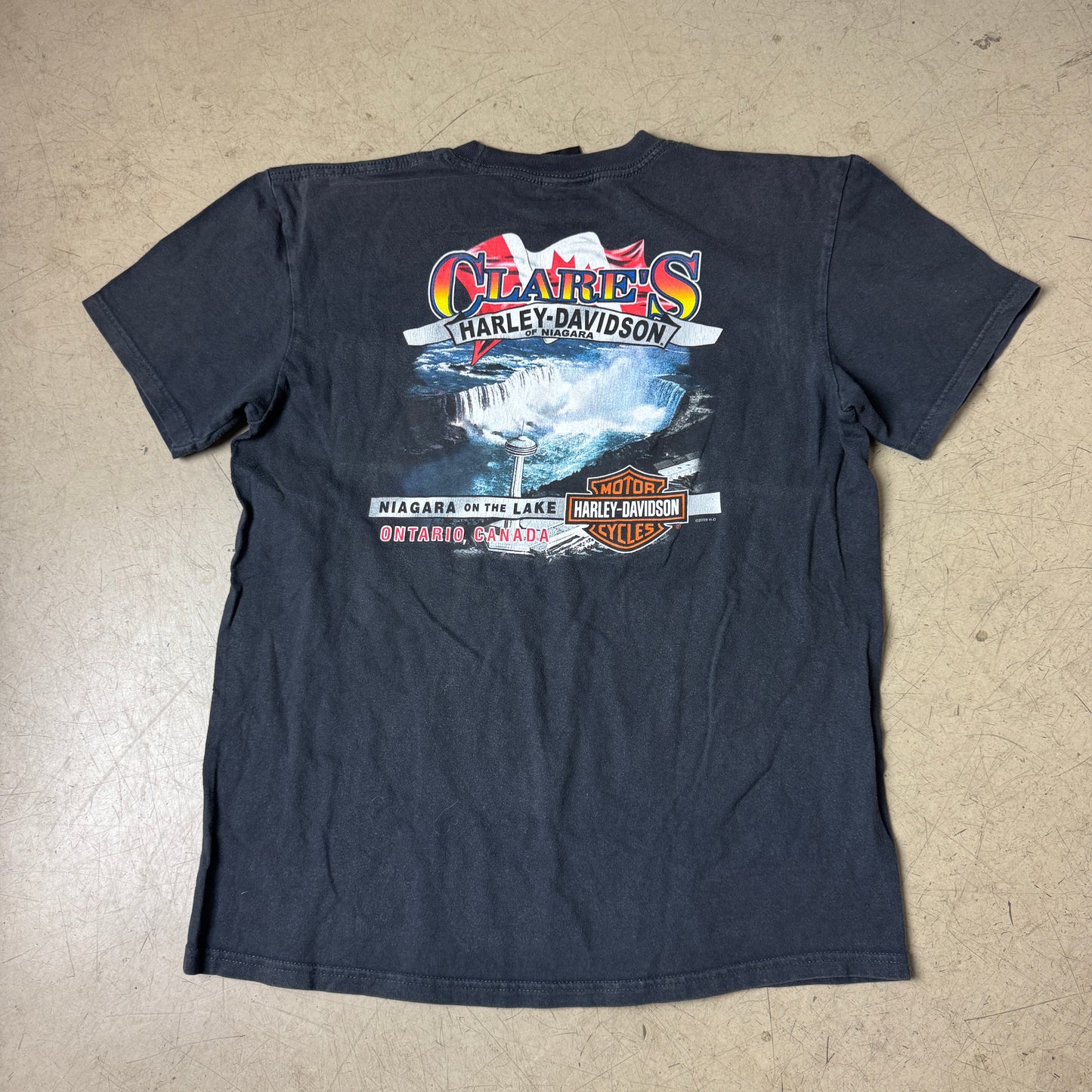 (M-L) 2009 Harley Davidson Niagara Dalls Pocket Tshirt schwarz