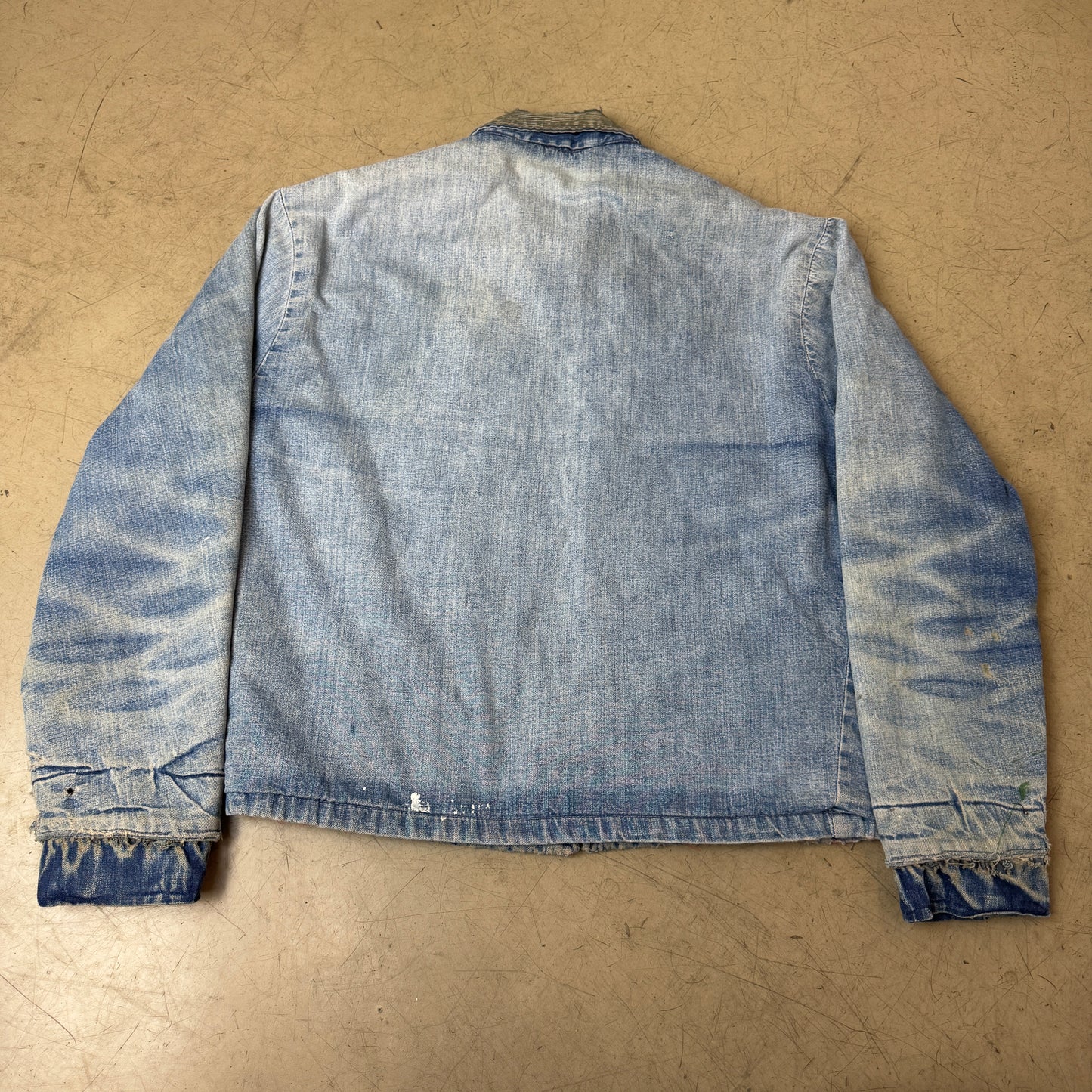 (S) Vintage Big Mac Saforized Penneys Jeansjacke Faded Blau Repaired
