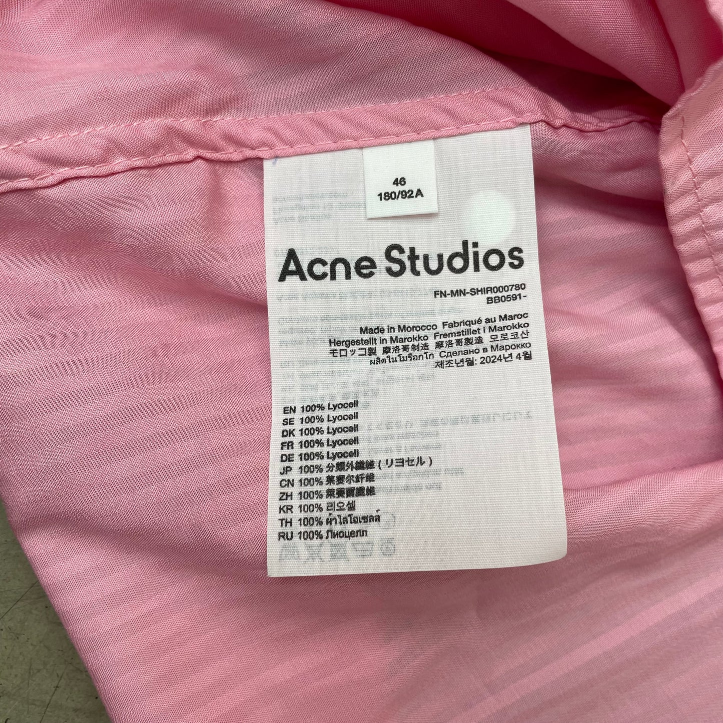 (L) Acne Studios Kurzarm Hemd pink rosa gestreift 46