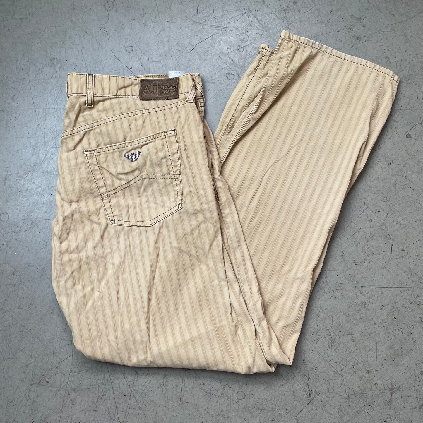 (XL) Vintage Armani Jeans Stoffhose beige Striped breit W38