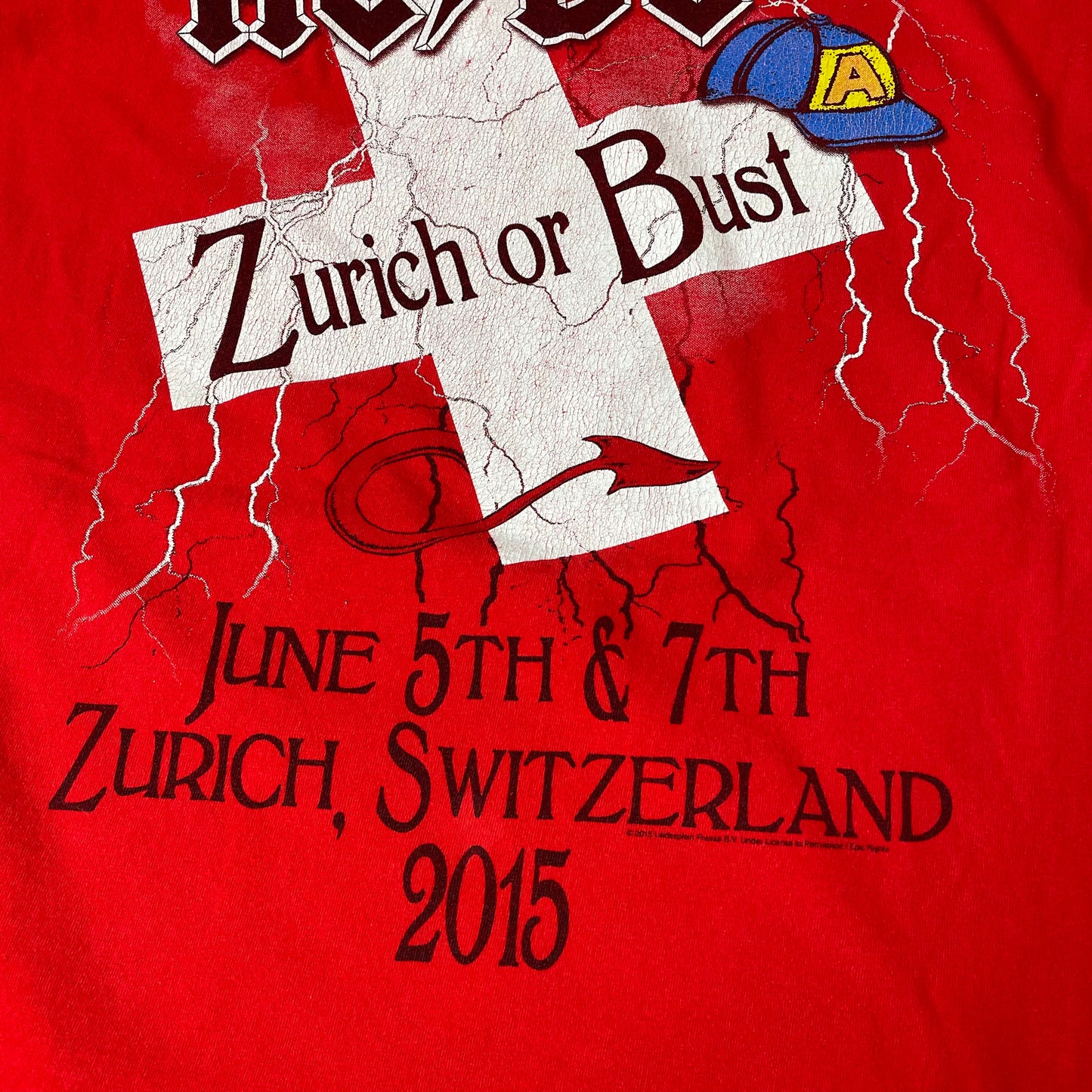 (M-L) Acdc Band Tour tshirt Zurich Switzerland 2015 rot