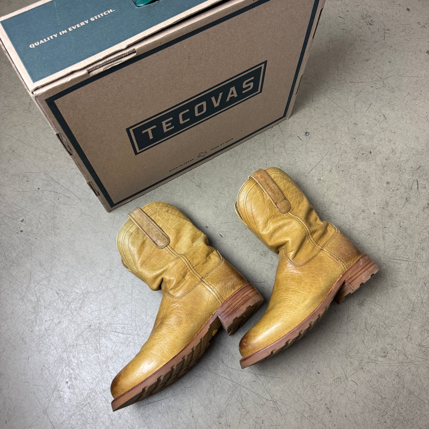 (42) Tecovas Ranch Wear Cowboy Boots Lederstiefel Camel Braun US9