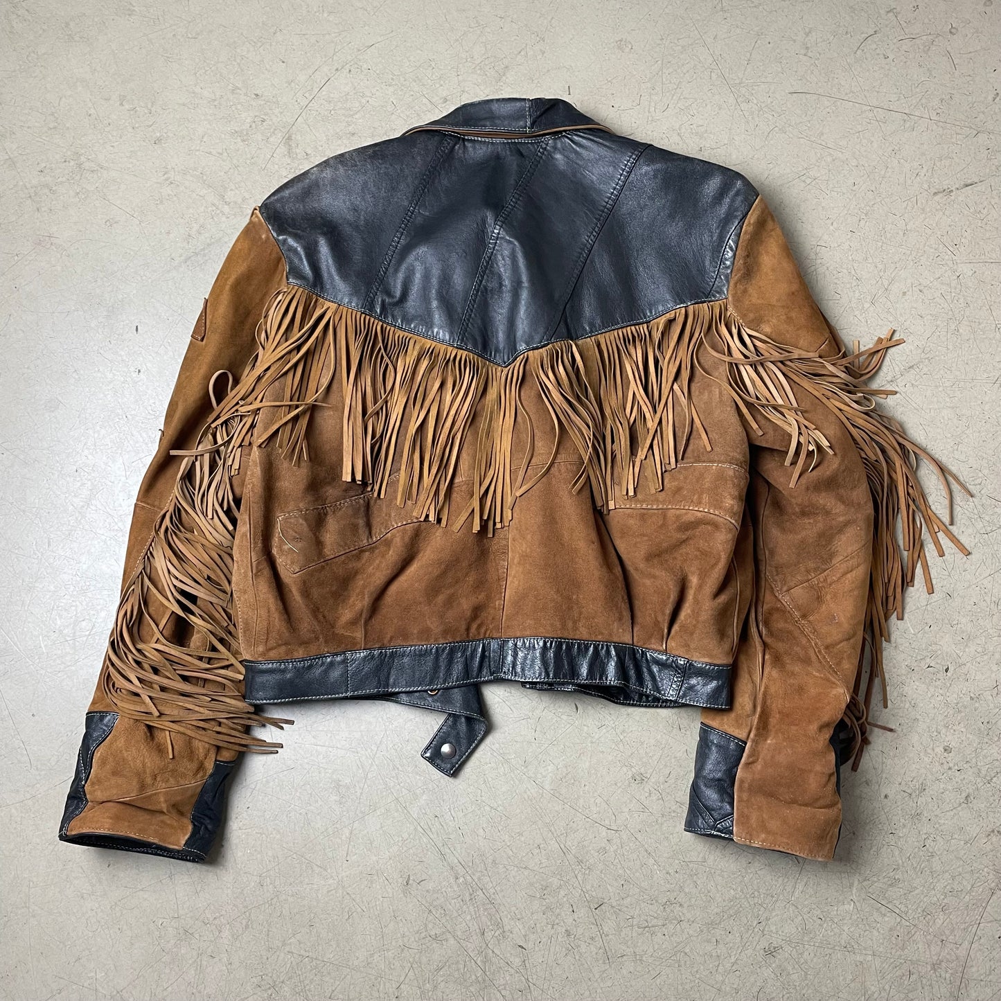 (M) Cowboy Western Wildleder Lederjacke braun schwarz