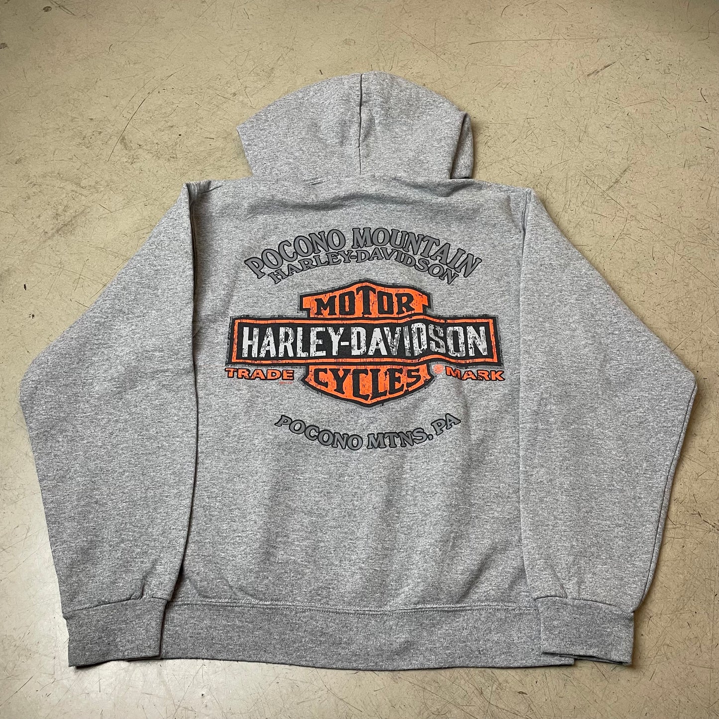 (M) 2017 Harley Davidson Big Logo Hoodie grau Pocono Mountain
